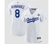 Women's Los Angeles Dodgers #8 Enrique Hernández White 2025 World Series Home Cool Base Stitched Baseball Jersey