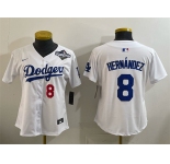Women's Los Angeles Dodgers #8 Enrique Hernández White 2025 World Series Home Limited Stitched Baseball Jersey