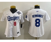 Women's Los Angeles Dodgers #8 Enrique Hernández White 2025 World Series Home Limited Stitched Baseball Jersey