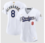 Women's Los Angeles Dodgers #8 Enrique Hernández White 2026 Gold Collection Stadium Stitched Baseball Jersey