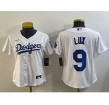 Women's Los Angeles Dodgers #9 Gavin Lux White Stitched Cool Base Nike Jersey