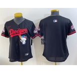 Women's Los Angeles Dodgers Blank Black Hello Kitty Night 2025 World Series Champions Patch Stitched Baseball Jersey