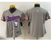 Women's Los Angeles Dodgers Blank Grey Hello Kitty Night 2025 World Series Champions Patch Stitched Baseball Jersey