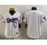Women's Los Angeles Dodgers Blank White Hello Kitty Night 2025 World Series Champions Patch Stitched Baseball Jersey