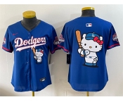 Women's Los Angeles Dodgers Team Big Logo Royal Hello Kitty Night 2025 World Series Champions Patch Stitched Baseball Jersey