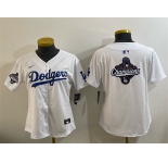 Women's Los Angeles Dodgers White 2025 World Series & Champions Big Logo Home Limited Stitched Baseball Jersey