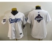 Women's Los Angeles Dodgers White 2025 World Series Champions Big Logo Home Limited Stitched Baseball Jersey