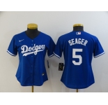 Women's Nike Los Angeles Dodgers #5 Corey Seager Blue Champions Authentic Jersey