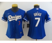 Women's Nike Los Angeles Dodgers #7 Julio Urias Blue Champions Authentic Jersey