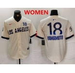 Women's los angeles dodgers #18 yoshinobu yamamoto cream 2024 city connect limited jersey