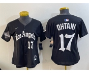 Youth Los Angeles Dodgers #17 Shohei Ohtani Black 2025 World Series Champions LA Gothic Edition Limited Stitched Baseball Jersey