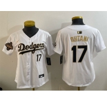 Youth Los Angeles Dodgers #17 Shohei Ohtani White Gold 2025 World Series Champions Patch Limited Stitched Baseball Jersey