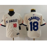 Youth Los Angeles Dodgers #18 Yoshinobu Yamamoto Number Cream 2024 City Connect Limited Stitched Jersey