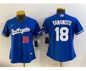 Youth Los Angeles Dodgers #18 Yoshinobu Yamamoto Royal Alternate Stadium Stitched Baseball Jersey