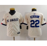 Youth Los Angeles Dodgers #22 Clayton Kershaw Cream 2024 City Connect Limited Stitched Jersey