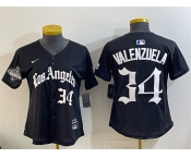 Youth Los Angeles Dodgers #34 Fernando Valenzuela Black 2025 World Series Champions LA Gothic Edition Limited Stitched Baseball Jersey