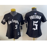 Youth Los Angeles Dodgers #5 Freddie Freeman Black 2025 World Series Champions LA Gothic Edition Limited Stitched Baseball Jersey
