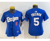 Youth Los Angeles Dodgers #5 Freddie Freeman Royal Gold Limited Stitched Baseball Jersey