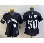 Youth Los Angeles Dodgers #50 Mookie Betts Black 2025 World Series Champions LA Gothic Edition Limited Stitched Baseball Jersey