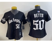 Youth Los Angeles Dodgers #50 Mookie Betts Black 2025 World Series Champions LA Gothic Edition Limited Stitched Baseball Jersey