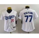 Youth Los Angeles Dodgers #77 Peso Pluma Number White Stitched Cool Base Nike Jersey