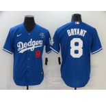 Youth Los Angeles Dodgers #8 Kobe Bryant Blue With KB Patch Cool Base Stitched Baseball Jersey