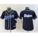 Youth Los Angeles Dodgers Team Big Logo Black Stitched Baseball Jerseys
