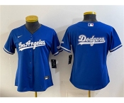 Youth Los Angeles Dodgers Team Big Logo Royal Alternate Stadium Stitched Baseball Jersey