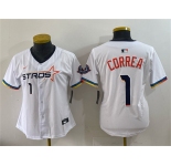 Women's Houston Astros #1 Carlos Correa White 2025 City Connect Limited Stitched Baseball Jersey