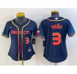 Women's Houston Astros #3 Jeremy Pena Number 2022 Navy Blue City Connect Cool Base Stitched Jersey