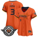 Women's Houston Astros #3 Jeremy Pena Orange 2025 City Connect Limited Stitched Baseball Jersey