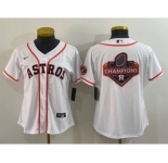 Women's Houston Astros White Champions Big Logo With Patch Stitched MLB Cool Base Nike Jersey
