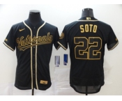 Men's Nike Washington Nationals # #22 Juan Soto Black Gold Fashion Authentic Collection Baseball Jersey