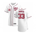 Men's Nike Washington Nationals #33 Ryne Harper White Home 2020 Authentic Player Baseball Jersey