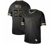 Men's Washington Nationals #22 Juan Soto Authentic Black Gold Fashion Baseball Jersey