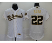 Men's Washington Nationals #22 Juan Soto White Gold Flex Base Authentic Collection Baseball Jersey