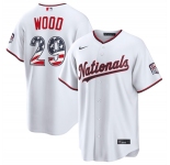 Men's Washington Nationals #29 James Wood White USA 250 Fourth of July Home Stitched Baseball Jersey