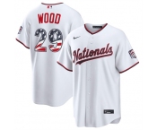 Men's Washington Nationals #29 James Wood White USA 250 Fourth of July Home Stitched Baseball Jersey