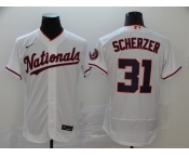 Men's Washington Nationals #31 Max Scherzer White Flex Base Authentic Collection Baseball Jersey