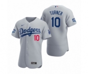 Los Angeles Dodgers #10 Justin Turner Gray 2020 World Series Champions Authentic Jersey