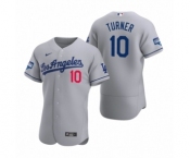 Los Angeles Dodgers #10 Justin Turner Gray 2020 World Series Champions Road Authentic Jersey