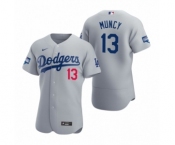 Los Angeles Dodgers #13 Max Muncy Gray 2020 World Series Champions Authentic Jersey