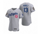 Los Angeles Dodgers #13 Max Muncy Nike Gray 2020 World Series Authentic Road Jersey