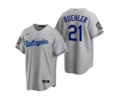 Los Angeles Dodgers #21 Walker Buehler Gray 2020 World Series Replica Road Jersey