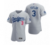Los Angeles Dodgers #3 Chris Taylor Gray 2020 World Series Champions Authentic Jersey