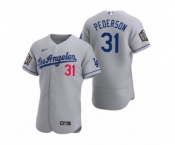 Los Angeles Dodgers #31 Joc Pederson Nike Gray 2020 World Series Authentic Road Jersey