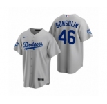 Los Angeles Dodgers #46 Tony Gonsolin Gray 2020 World Series Champions Replica Jersey