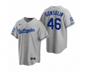 Los Angeles Dodgers #46 Tony Gonsolin Gray 2020 World Series Champions Road Replica Jersey