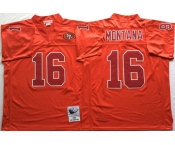 Men's San Francisco 49ers #16 Joe Montana Red(Red number)Throwback jerseys
