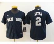 Nike Youth New York Yankees #2 Derek Jeter Authentic Navy Blue Baseball Jersey